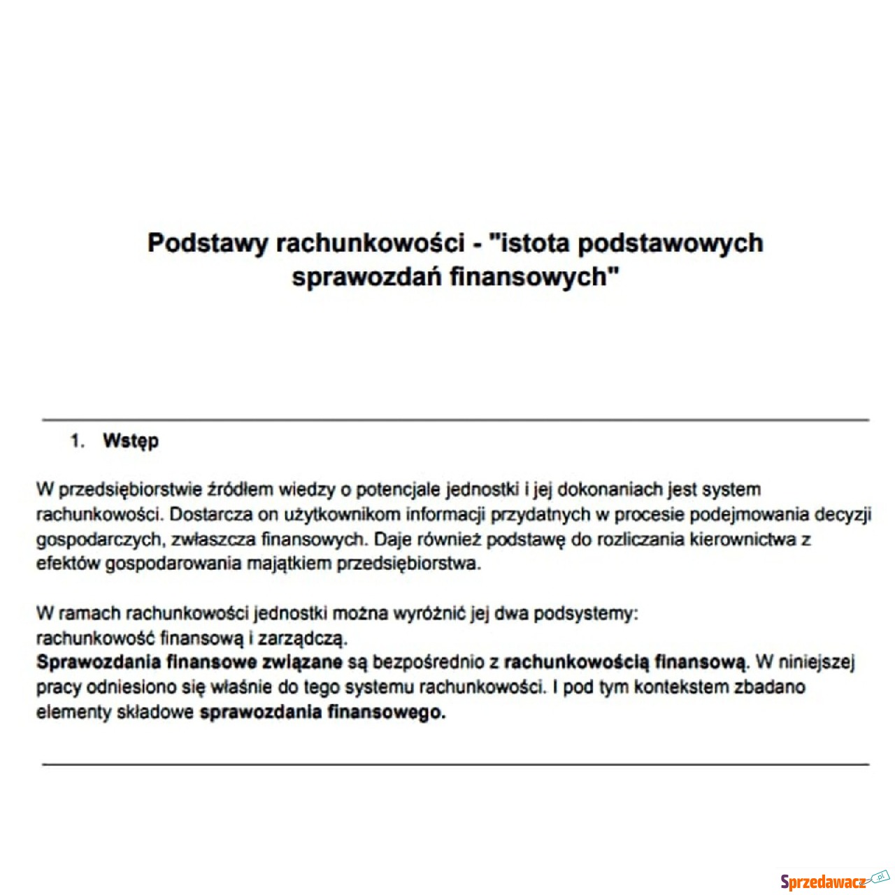 Podstawy rachunkowości - Istota...