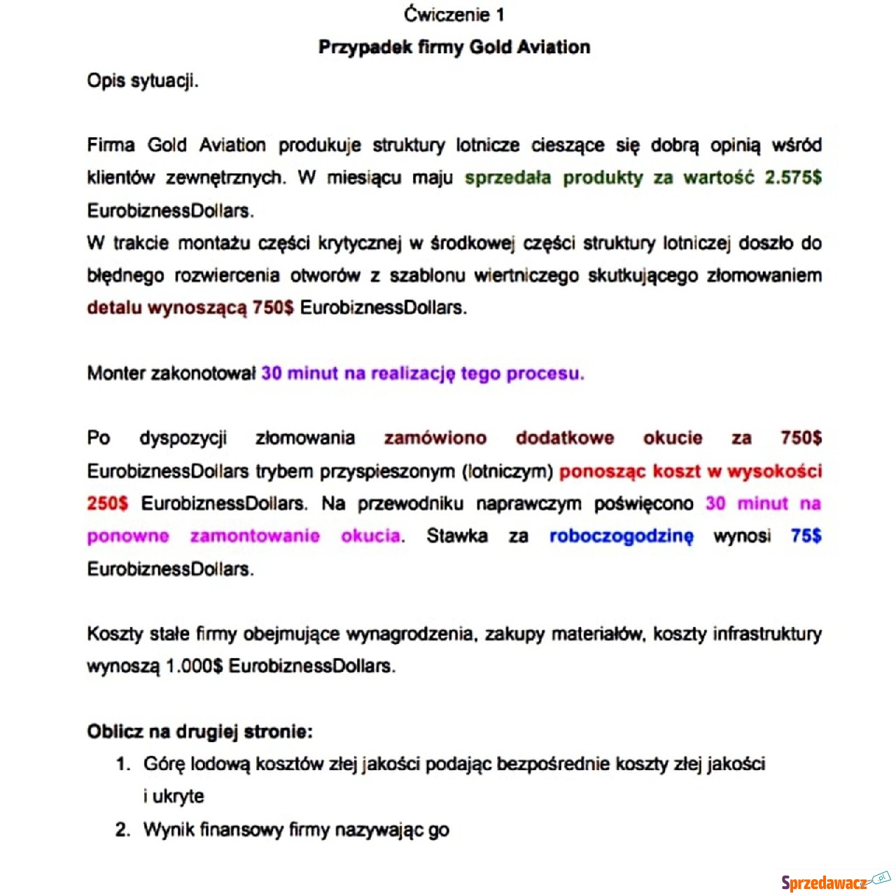 Case Study - Przypadek Gold Aviation