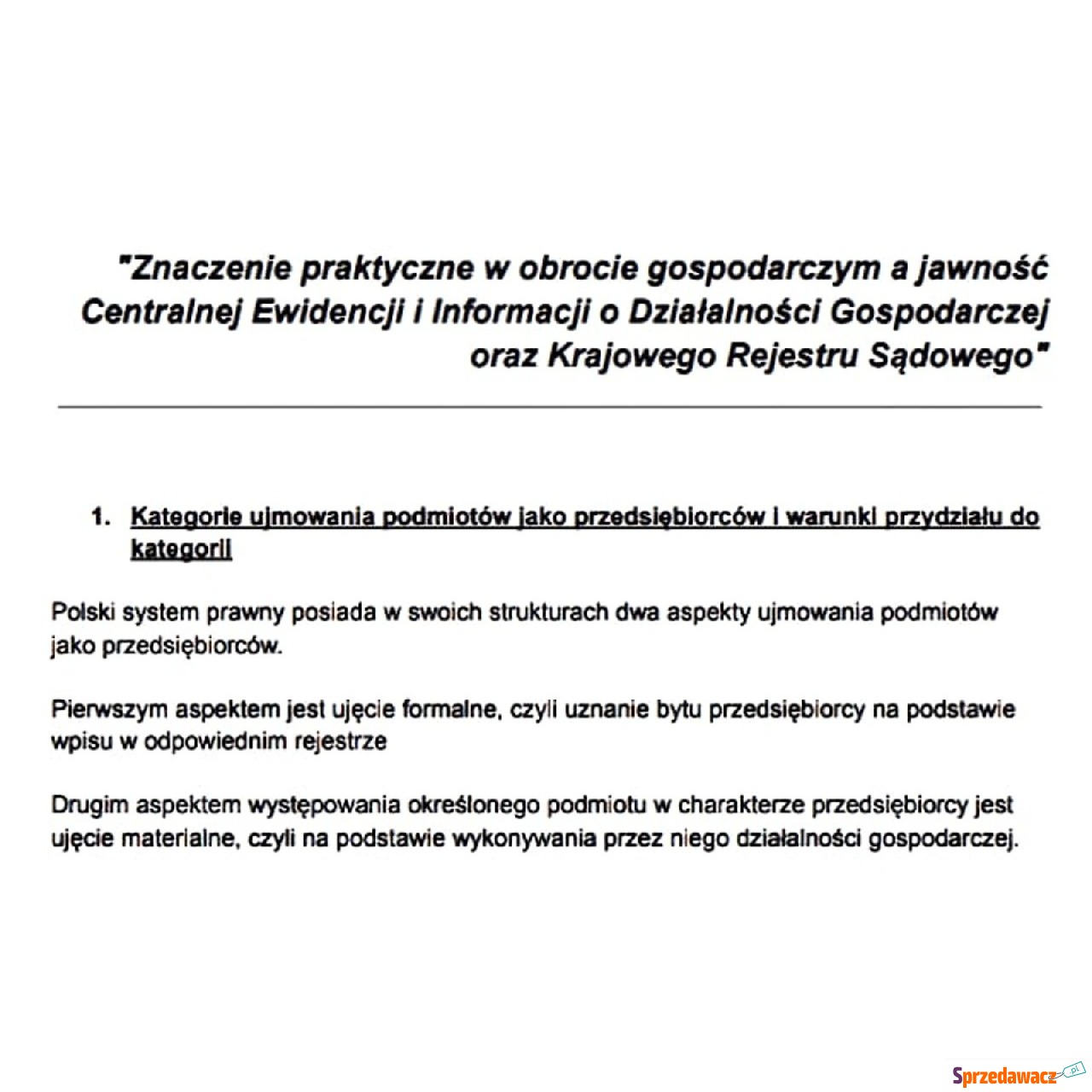 Znaczenie praktyczne w obrocie...