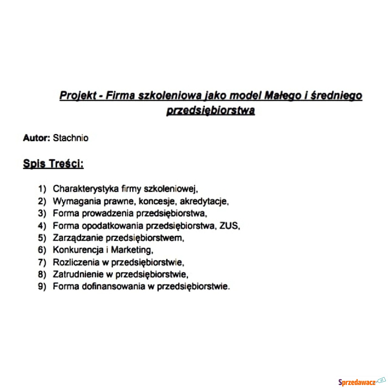 "Firma szkoleniowa jako model...