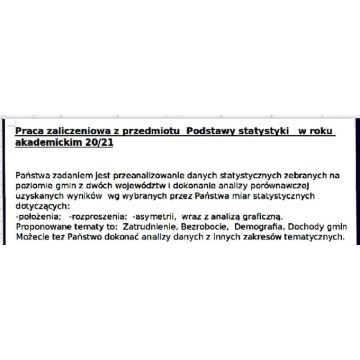 "Podstawy statystyki 20/21" - Praca... - Pozostałe materiały edu. - Warszawa - zdjęcie 2