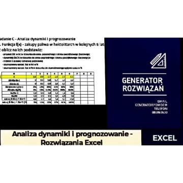 "Analiza dynamiki i prognozowanie" - - Zestaw 1 rozwiązanie Excel z dziedziny. Poziom - St