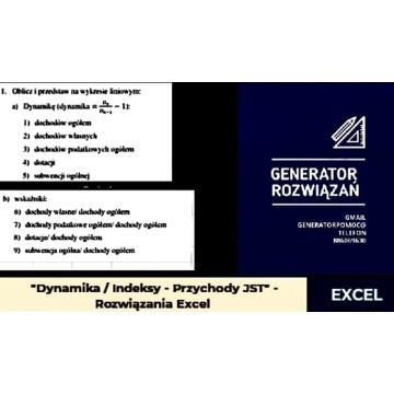 "Dynamika / Indeksy - Przychody JST" - Zestaw  rozwiązań Excel