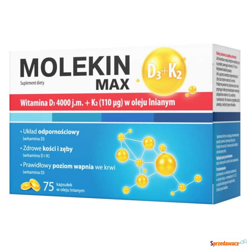 Molekin d3+k2 max w oleju lnianym x 75 kapsułek - Witaminy i suplementy - Ugoszcz