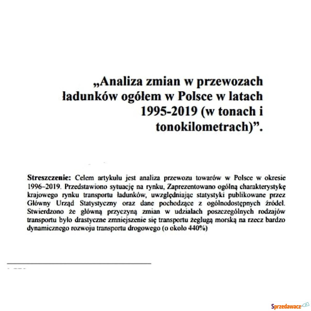 „Analiza zmian w przewozach﻿ ł...