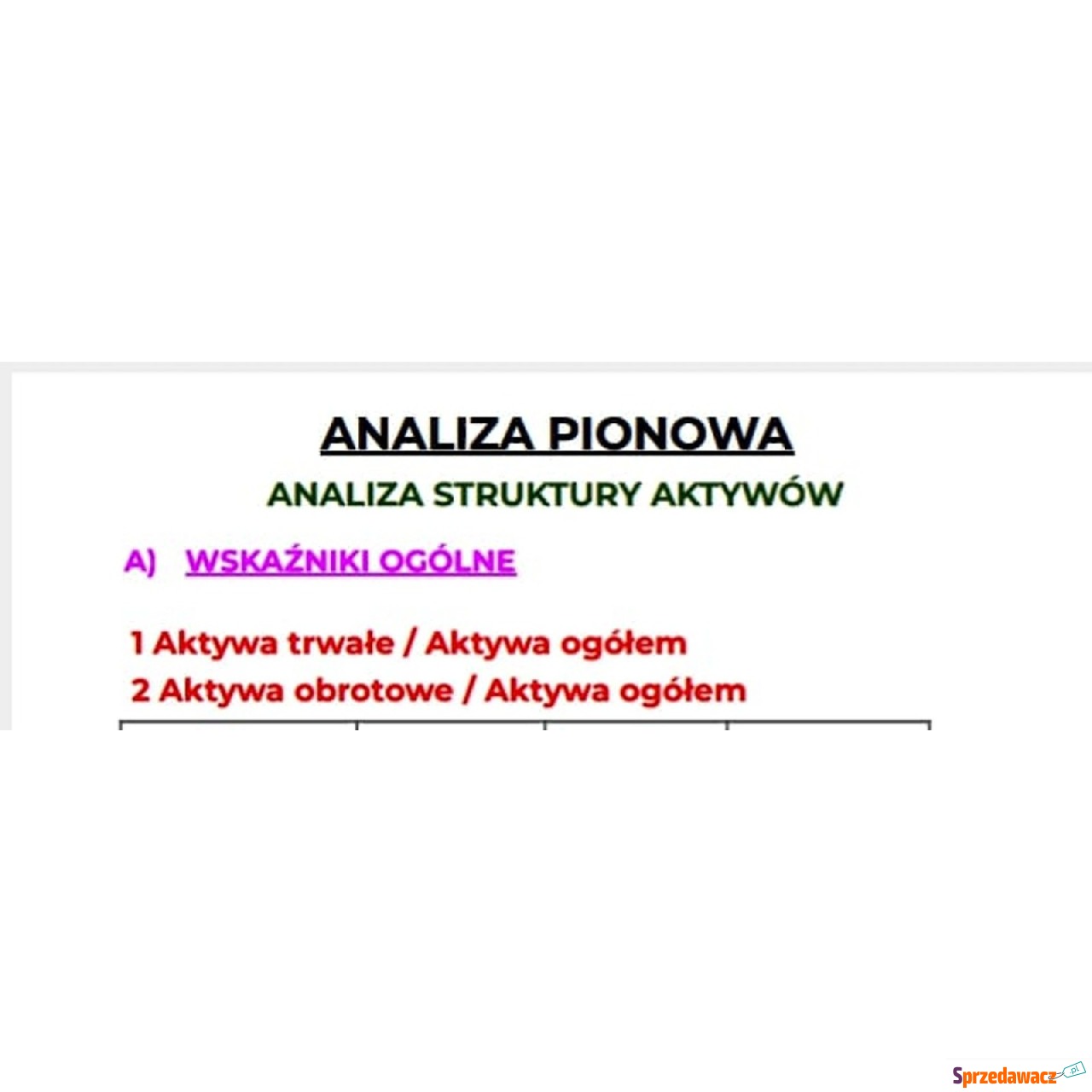 "Analiza pozioma, pionowa,...