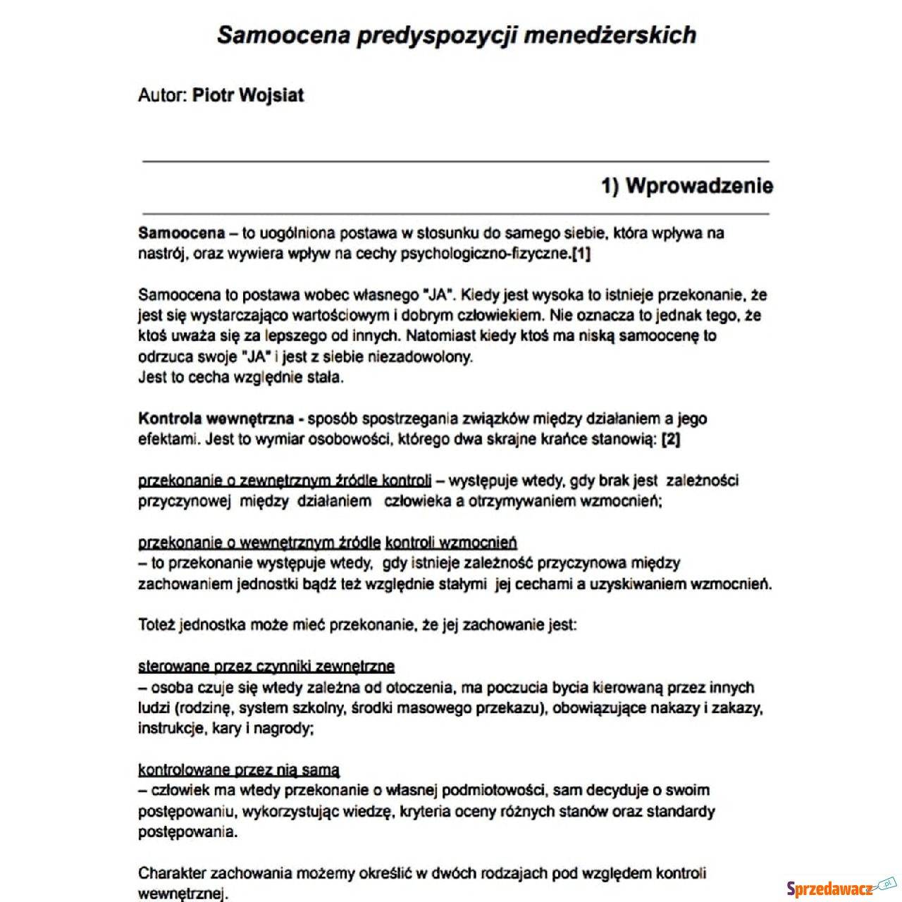 "Samoocena predyspozycji...