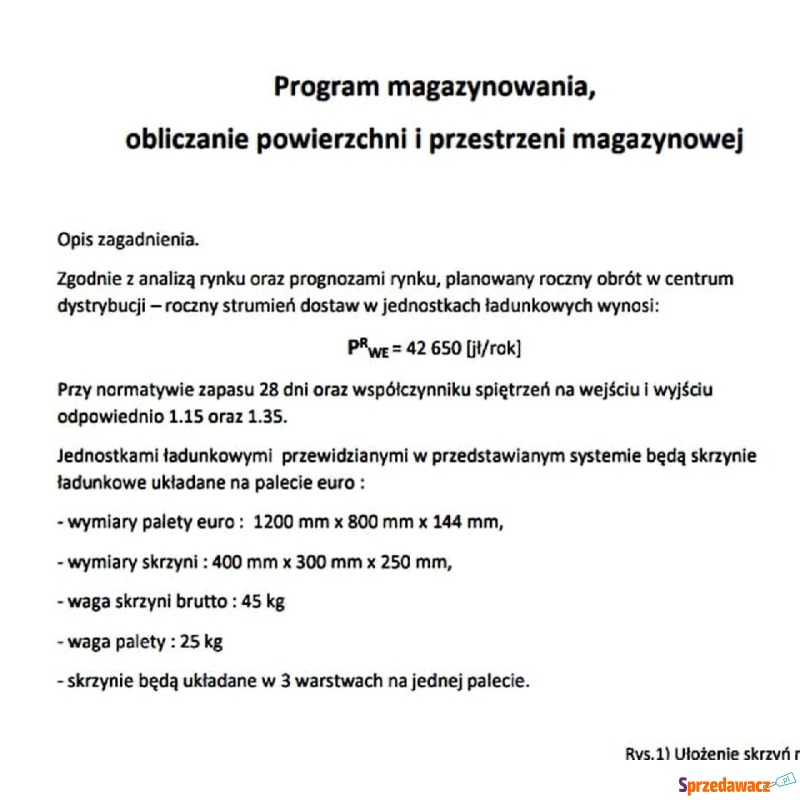 "Program magazynowania, ﻿ obliczanie pow... - Pozostałe materiały edu. - Warszawa