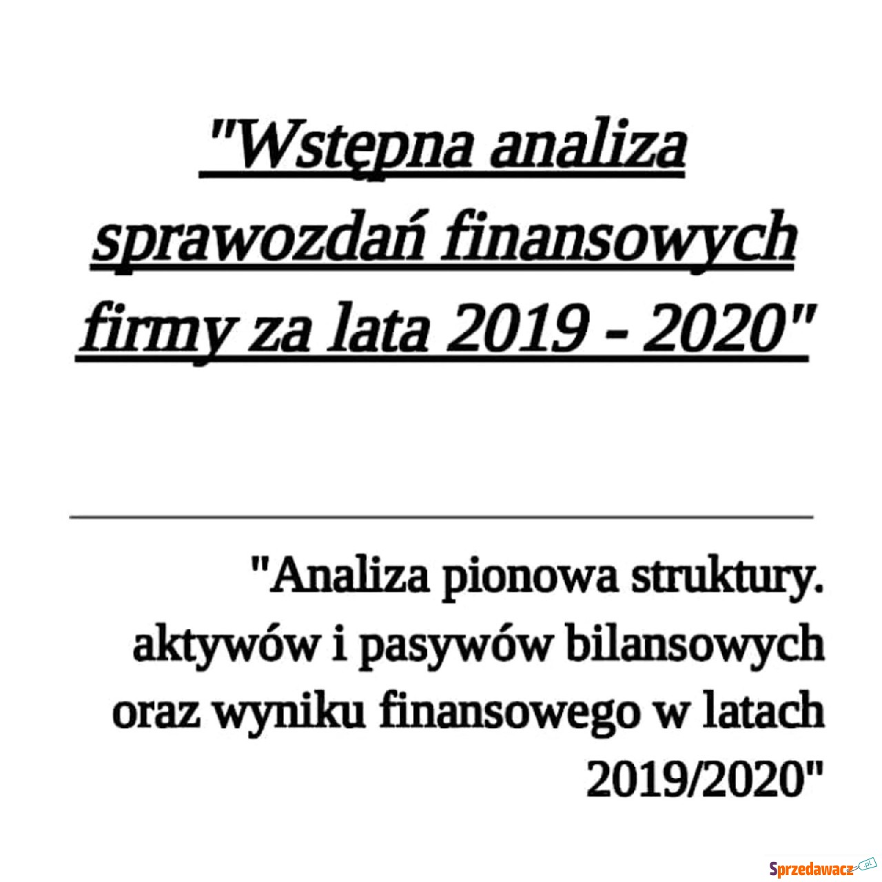 "Wstępna analiza sprawozdań...