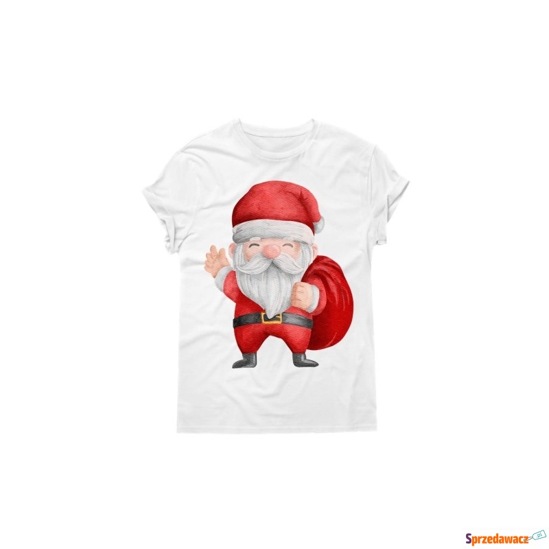 biała męska świąteczna koszulka z Mikołajem - Bluzki, koszulki - Kielce