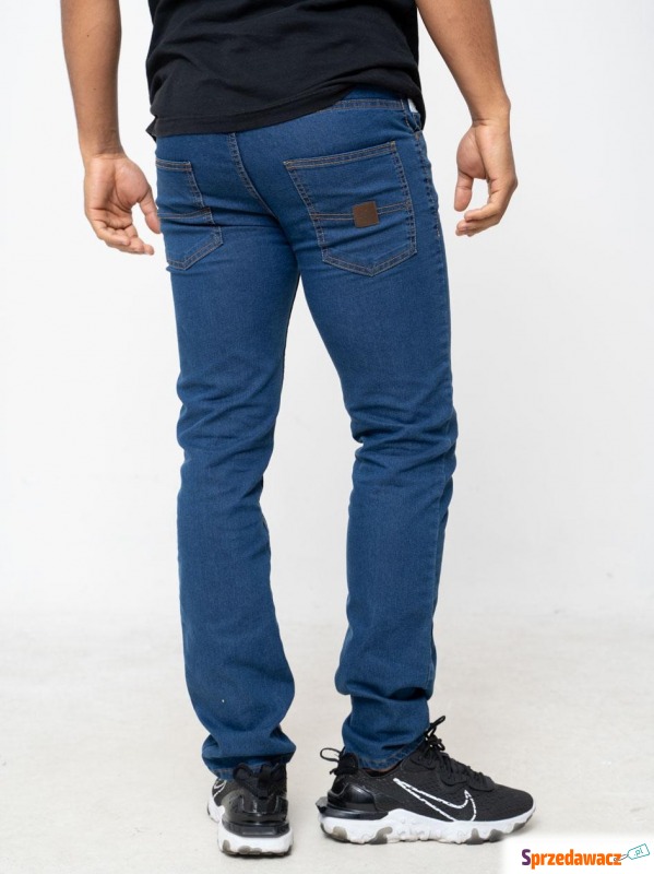 Spodnie Jeansowe Elade Leather Patch Niebieskie - Spodnie - Słupsk