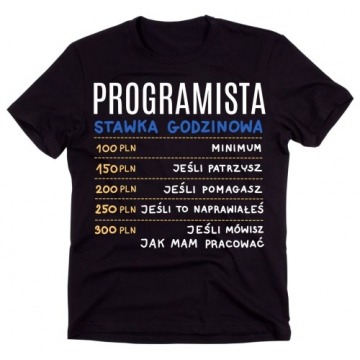 koszulka dla programisty stawka godzinowa