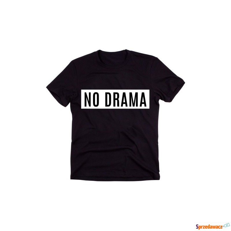 Czarny Klasyczny T-shirt"NO DRAMA" - Bluzki, koszule - Radom