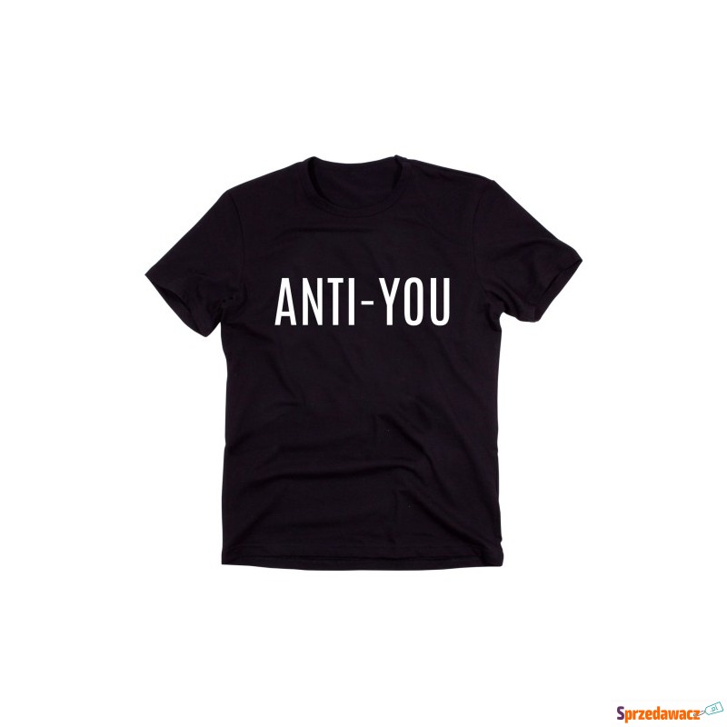 Czarny Klasyczny T-shirt "ANTI-YOU" - Bluzki, koszule - Kraków