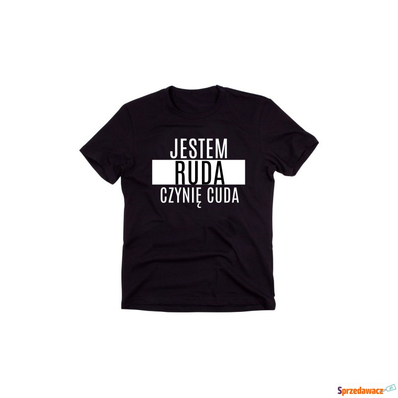 Czarny Klasyczny T-shirt "JESTEM RUDA CZYNIĘ CUDA" - Bluzki, koszule - Włocławek