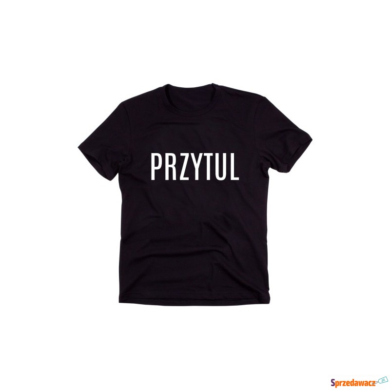 Czarny Klasyczny T-shirt "PRZYTUL" - Bluzki, koszule - Grudziądz