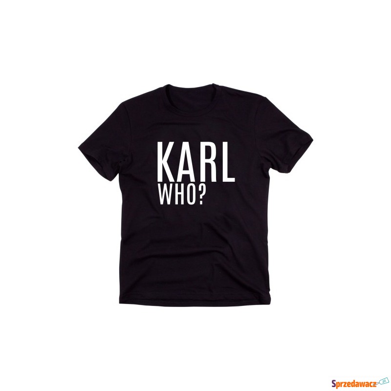 Czarny Klasyczny T-shirt"KARL WHO" - Bluzki, koszule - Kielce