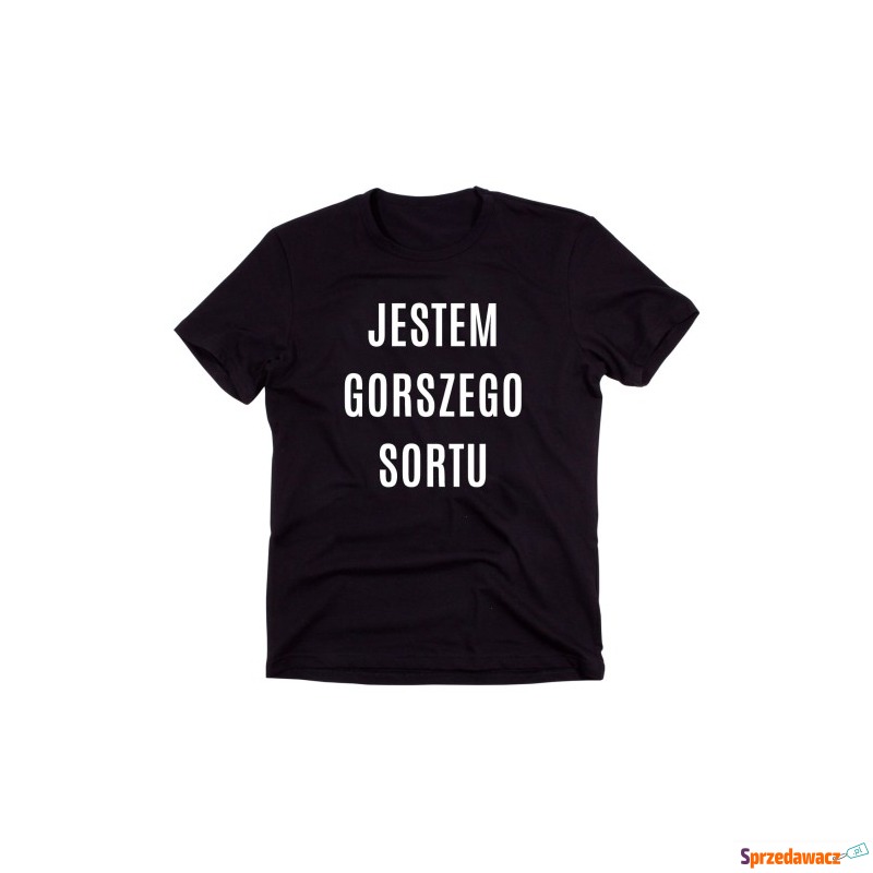 Czarny Klasyczny T-shirt "JESTEM GORSZEGO SORTU" - Bluzki, koszule - Świętochłowice
