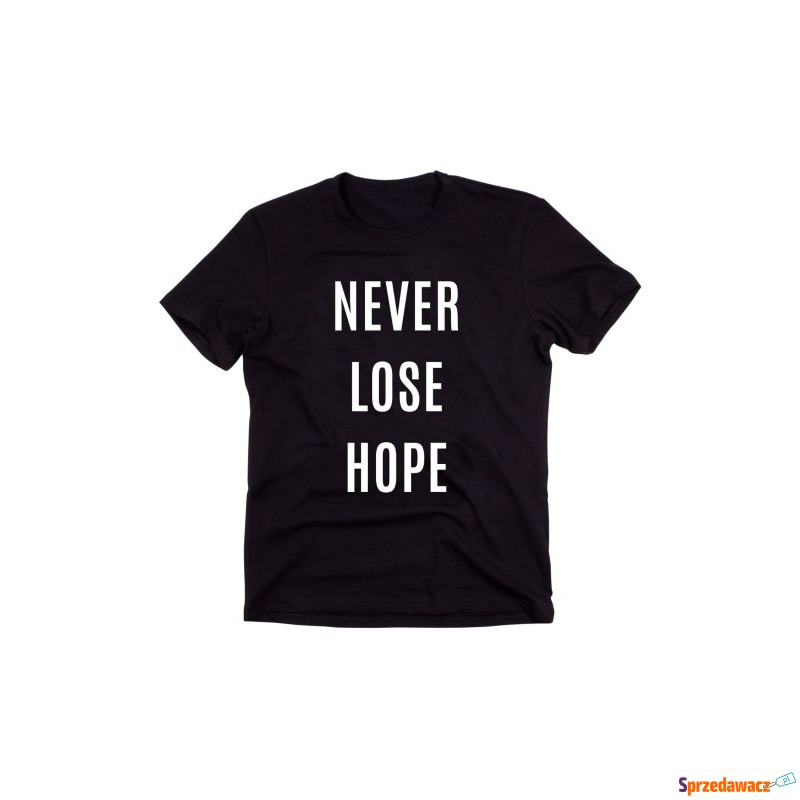 Czarny Klasyczny T-shirt "NEVER LOSE HOPE" - Bluzki, koszule - Poznań