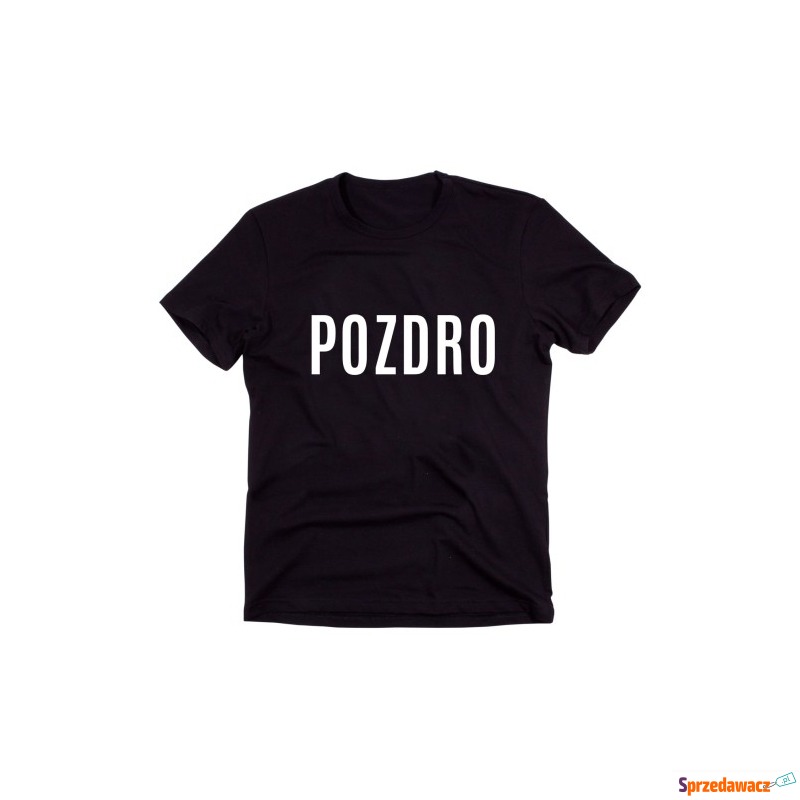 Czarny Klasyczny T-shirt "POZDRO" - Bluzki, koszule - Katowice