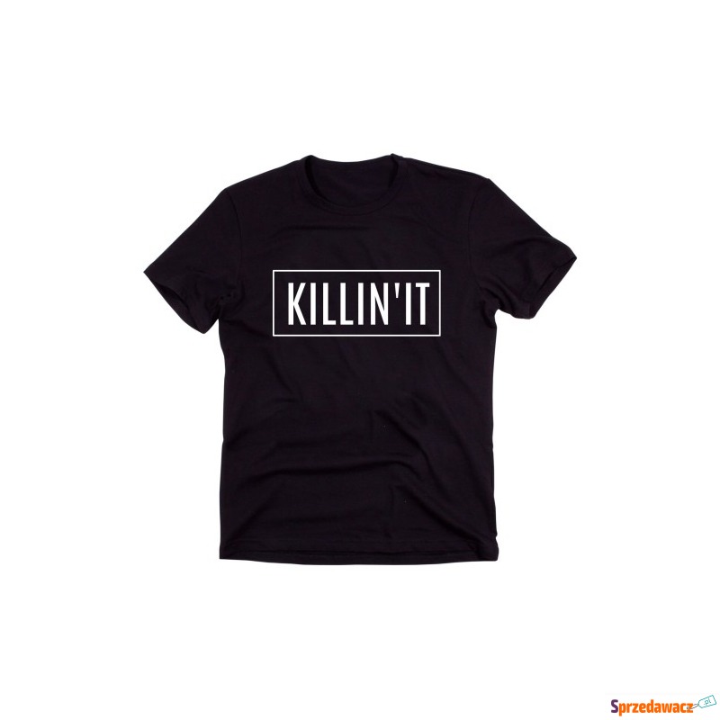 Czarny Klasyczny T-shirt "KILLIN'IT" - Bluzki, koszule - Legnica