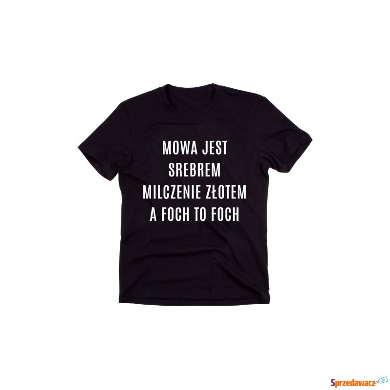Czarny Klasyczny T-shirt "MOWA JEST SREBREM M... - Bluzki, koszule - Zielona Góra