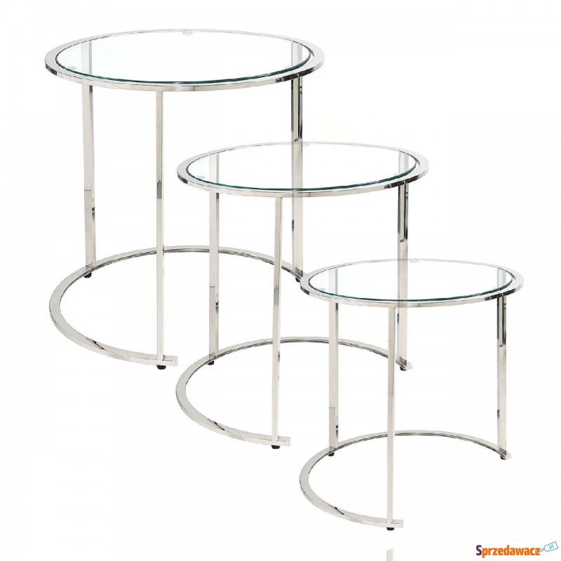 Komplet trzech okrągłych stolików z szklanym... - Stoły, stoliki, ławy - Gliwice