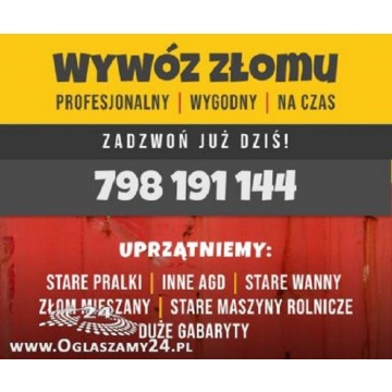 Wywóz złomu AGD / złomu Białystok okolice.