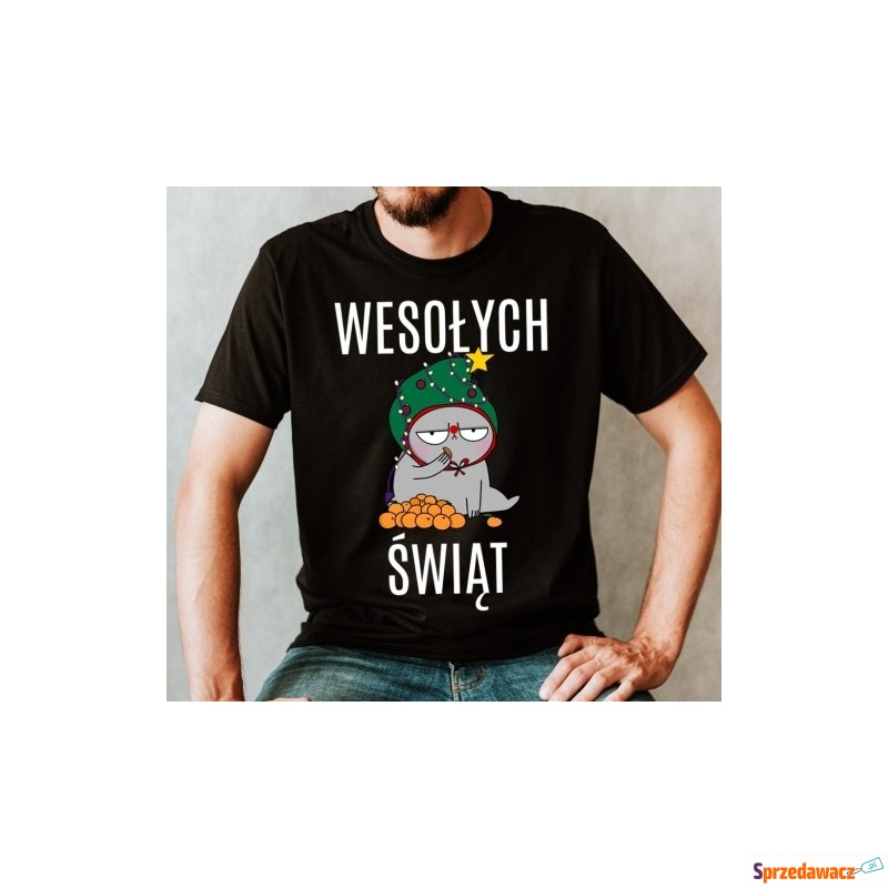 śmieszna męska koszulka na święta wesołych świąt - Bluzki, koszulki - Legnica