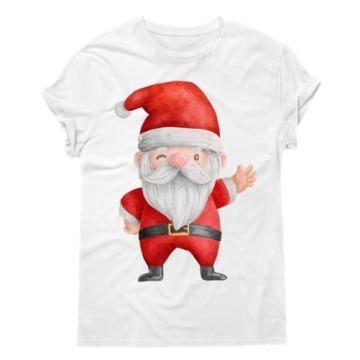 biała męska świąteczna koszulka z Mikołajem