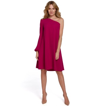 Makover - Asymetryczna sukienka na jedno ramię fioletowa