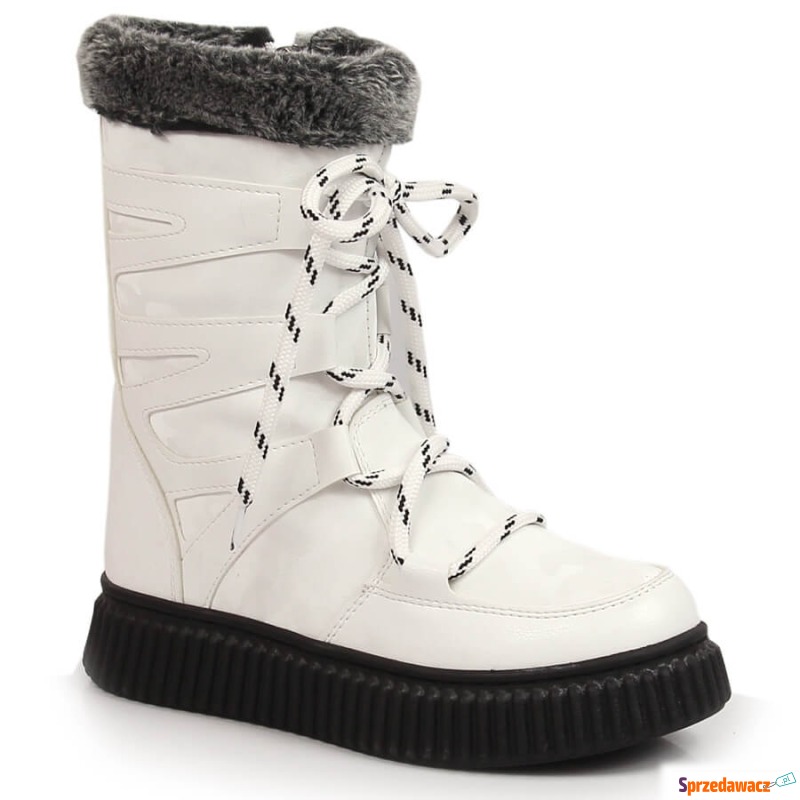 Buty dziewczęce z futerkiem białe Potocki PMW61069 - Pozostałe obuwie dziecięce - Jelenia Góra