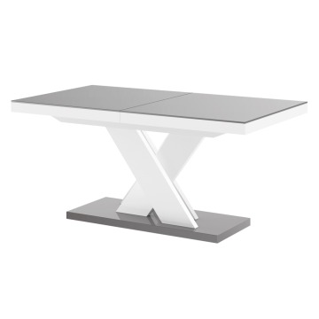 nowoczesny stół z rozkładanym blatem z szarym blatem na białej nodze xenon lux