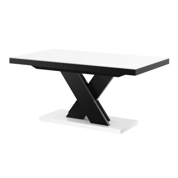 nowoczesny stół z białym blatem na czarnej nodze xenon lux