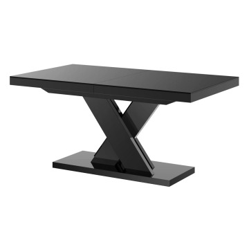 nowoczesny stół w wysokim połysku xenon lux z czarnym blatem na czarnej nodze