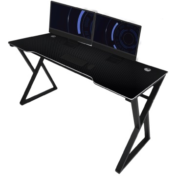czarne biurko gamingowe z karbonowym blatem xdouble