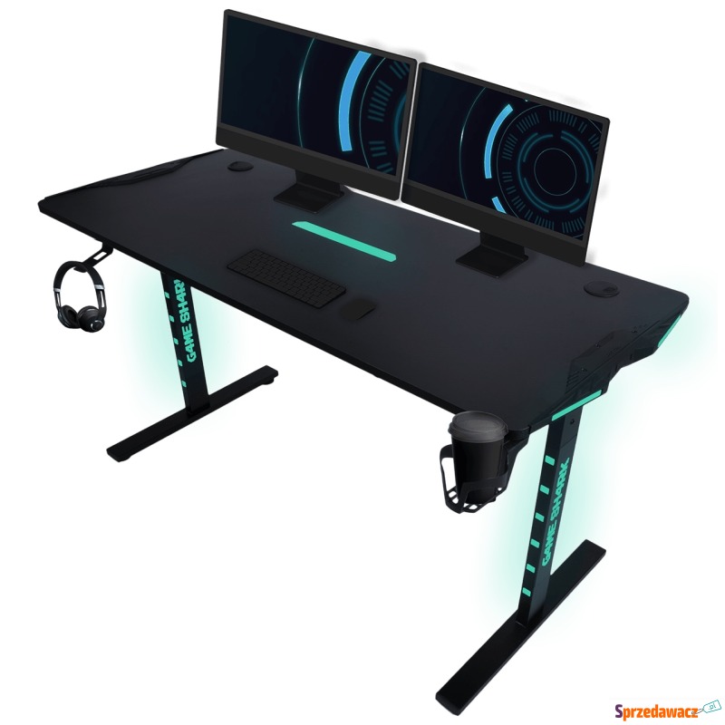 czarne biurko gamingowe z oświetleniem triumph - Biurka - Załom