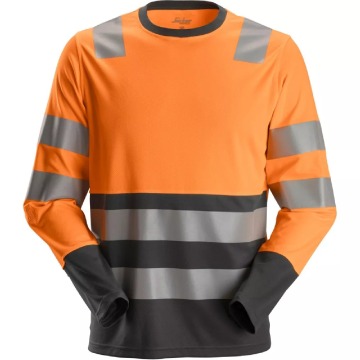Męski T-shirt roboczy Snickers odblaskowy z długim rękawem - pomarańczowo-szary, rozmiar S
