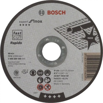Tarcza szlifierska Bosch Expert for Inox Rapido AS 60 T INOX BF 125 mm, do stali nierdzewnej