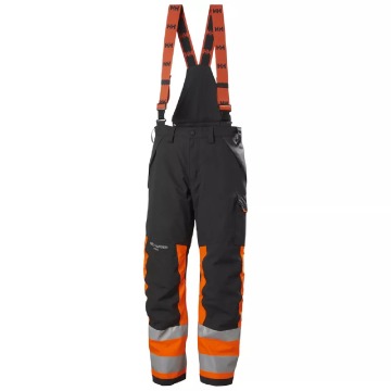 Męskie spodnie z szelkami Helly Hansen ALNA 2.0 Pant Cl 1 zimowe - czarno-pomarańczowe, rozmiar C58