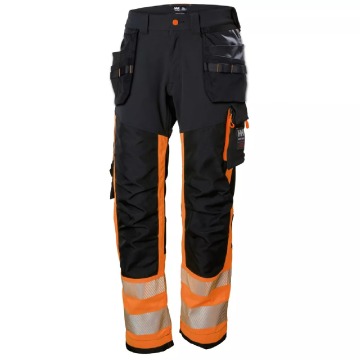 Męskie spodnie robocze Helly Hansen ICU Pant CL 1 odblaskowe - czarno-pomarańczowe, rozmiar C48