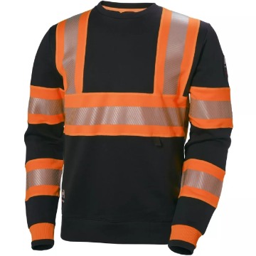 Męska bluza robocza Helly Hansen ICU Sweatshirt odblaskowa - czarno-pomarańczowa, rozmiar S