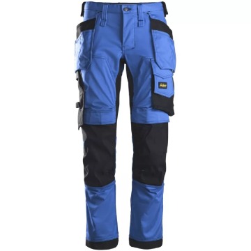 Męskie spodnie robocze Snickers Stretch z workami kieszeniowymi - czarno-niebieskie, rozmiar 50