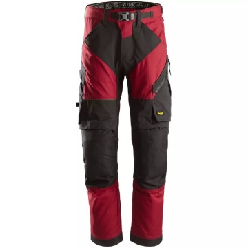 Męskie spodnie robocze Snickers FlexiWork długa nogawka - czerwono-czarne, rozmiar 158