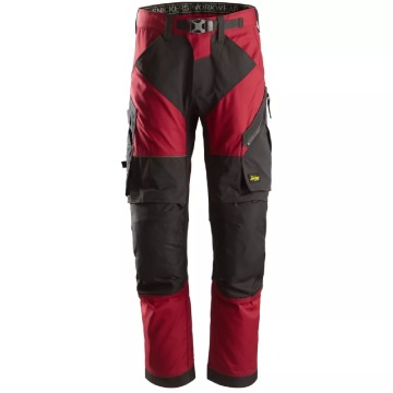 Męskie spodnie robocze Snickers FlexiWork ekstra krótka nogawka - czerwono-czarne, rozmiar 204
