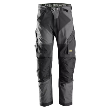 Męskie spodnie robocze Snickers FlexiWork ekstra krótka nogawka - szaro-czarne, rozmiar 200