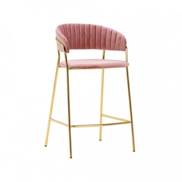 Krzesło barowe MARGO 65 brudny róż - welur podstawa złota