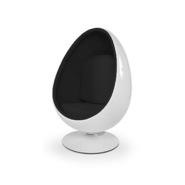 Fotel Ovalia biało-czarny włókno szklane wełna