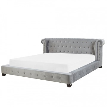 Łóżko welurowe 180 x 200 cm szare CAVAILLON