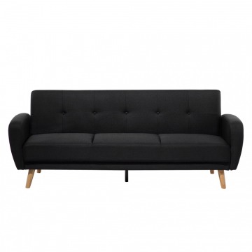 Sofa tapicerowana trzyosobowa czarna rozkładana Cina